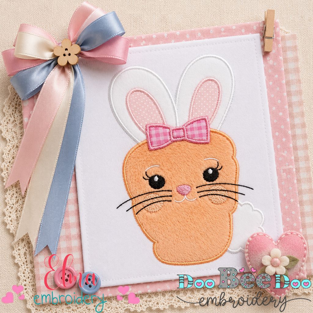 Sweet Bunny Carrot - Appliqué - Machine Embroidery Design
