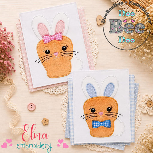 Sweet Easter Bunny Carrot Pair – Appliqué – Machine Embroidery Design
