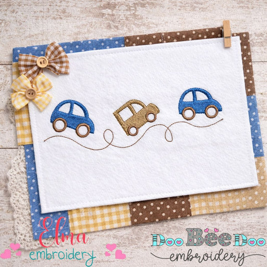 Little Cars Parade – Fill Stitch - Machine Embroidery Design
