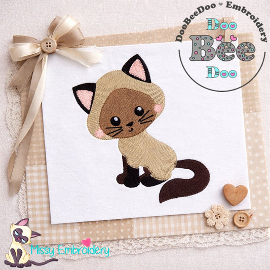 Cute Siamese Kitty – Fill Stitch – Machine Embroidery Design