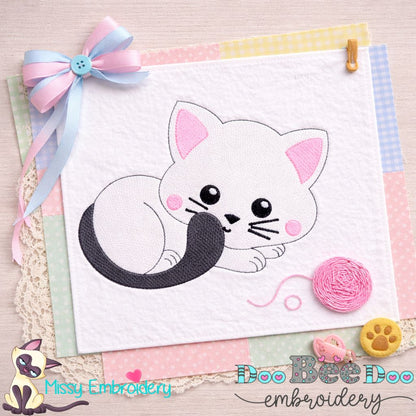Sweet Sleeping Kitty - Fill Stitch - Machine Embroidery Design
