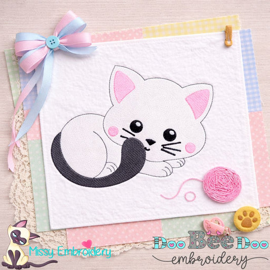 Sweet Sleeping Kitty - Fill Stitch - Machine Embroidery Design