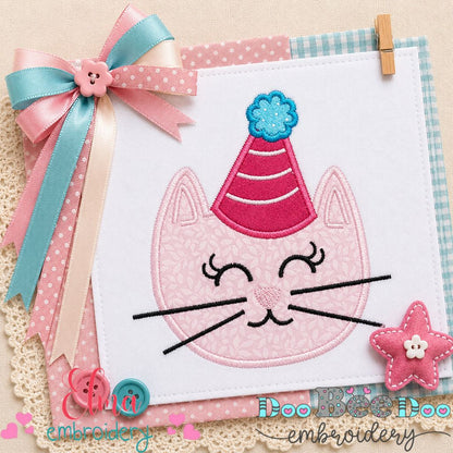 Birthday Kitty Cat Girl - Appliqué – Machine Embroidery Design