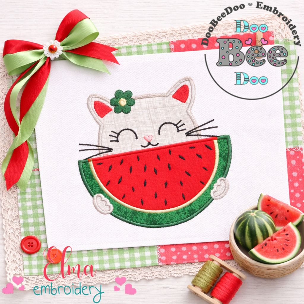 Watermelon Kitty - Appliqué – Machine Embroidery Design