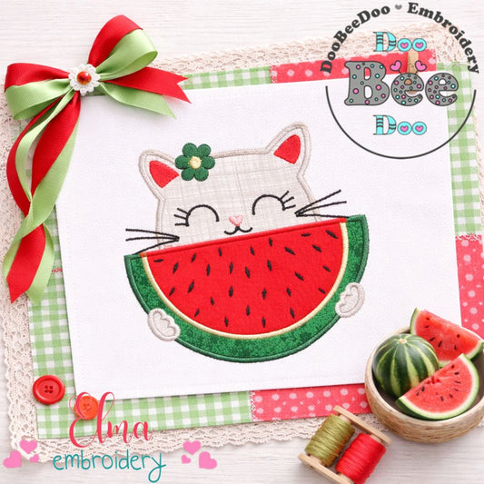 Watermelon Kitty - Appliqué – Machine Embroidery Design