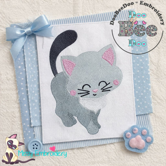 Cute Grey Kitty - Fill Stitch - Machine Embroidery Design