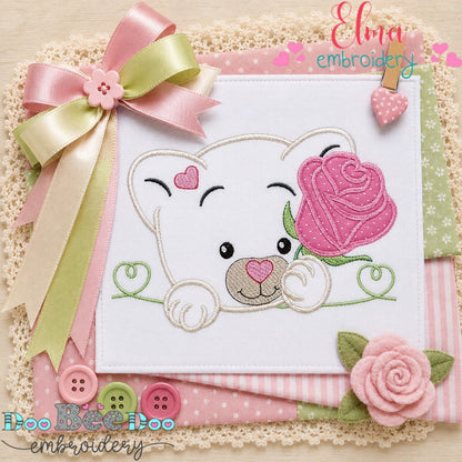 Rose Kitty Love - Appliqué - Machine Embroidery Design