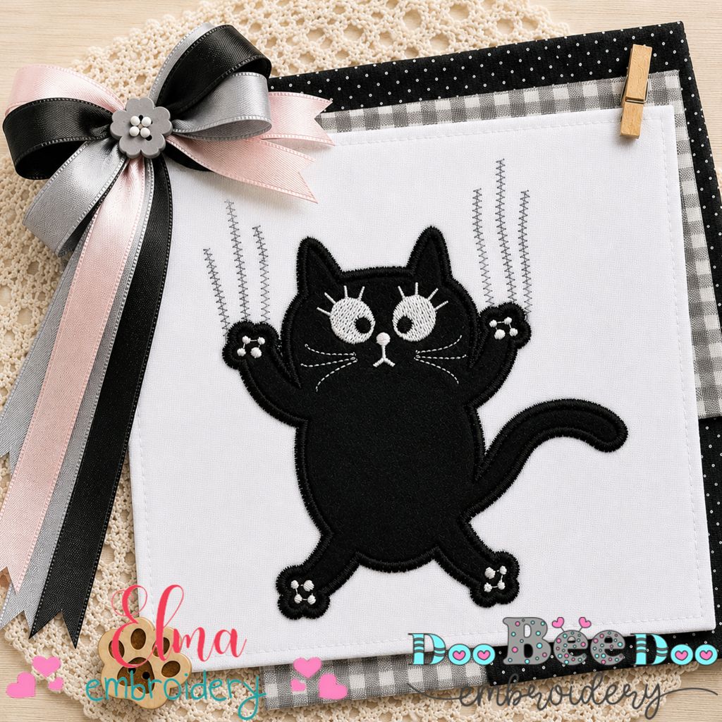 Scratching Cat – Appliqué – Machine Embroidery Design