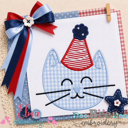 Birthday Kitty Cat Boy - Appliqué – Machine Embroidery Design