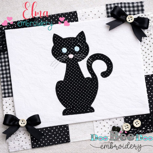 Sweet Black Cat – Appliqué – Machine Embroidery Design