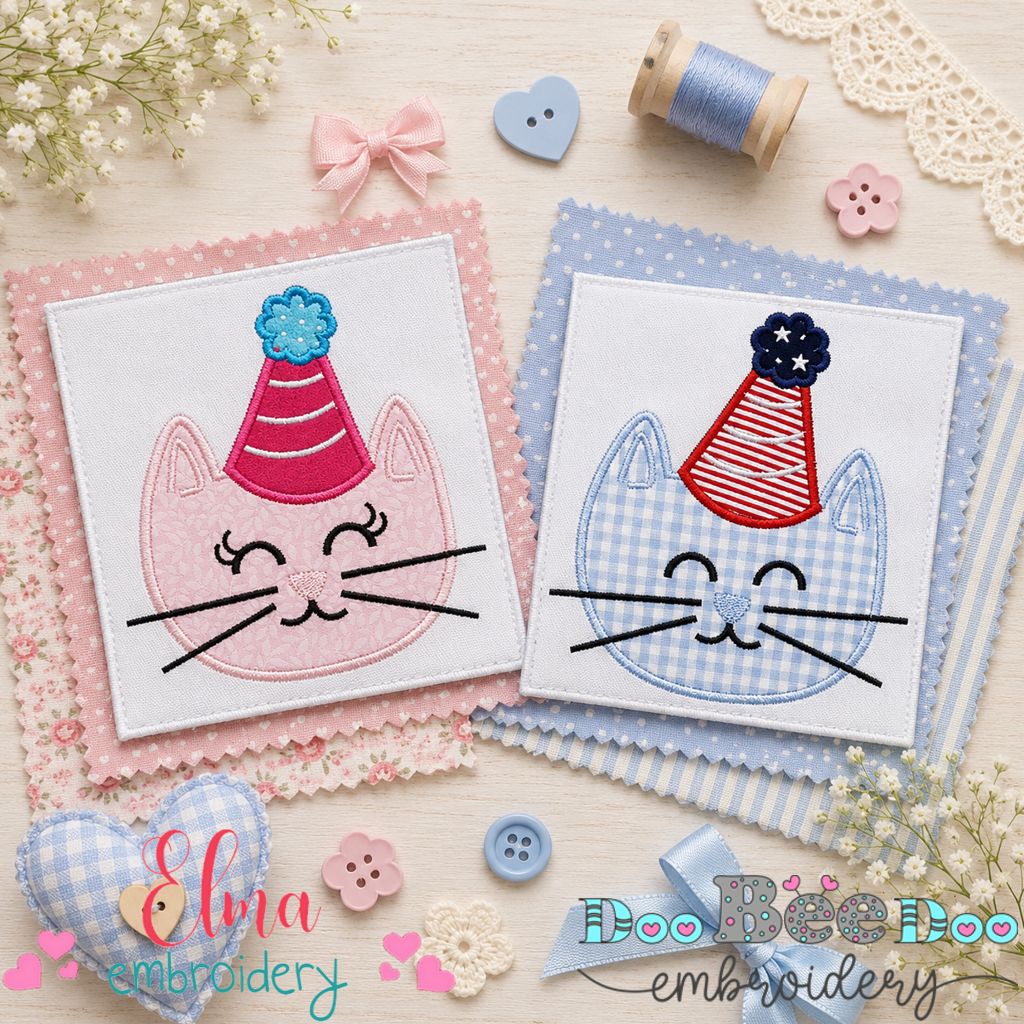 Birthday Kitty Collection – Applique – Machine Embroidery Design