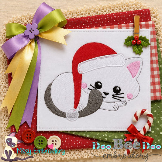 Sleepy Christmas Kitty - Fill Stitch - Machine Embroidery Design