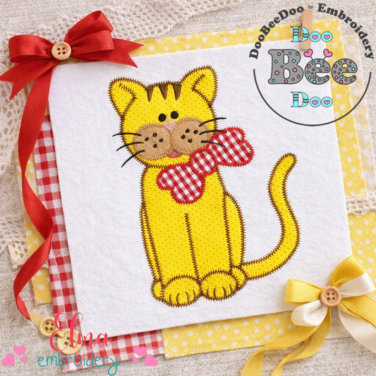 Zig Zag Cat – Zigzag Appliqué – Machine Embroidery Design