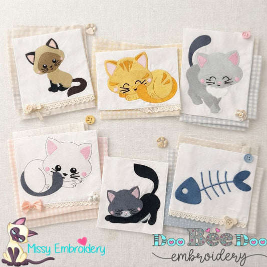 Cute Kittens Set – Fill Stitch – Machine Embroidery Design