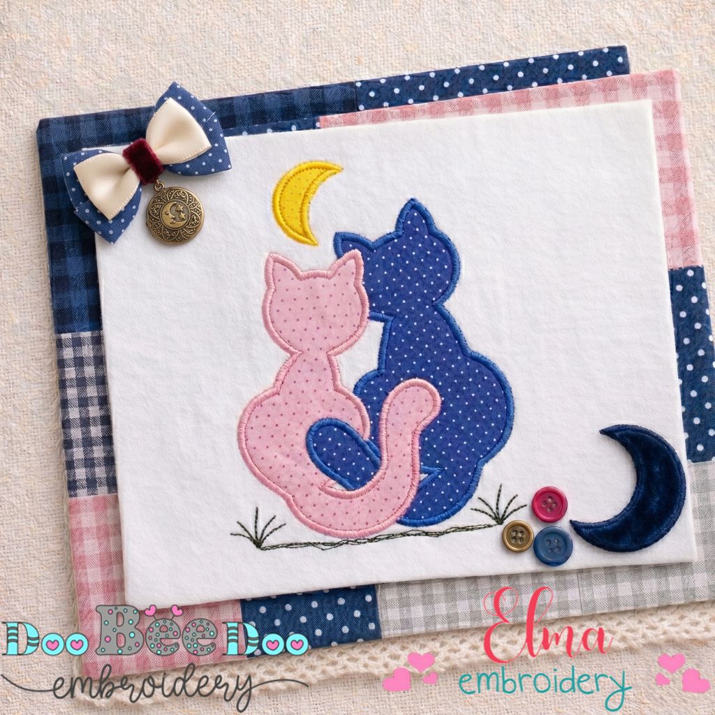 Cats in Love - Appliqué - Machine Embroidery Design
