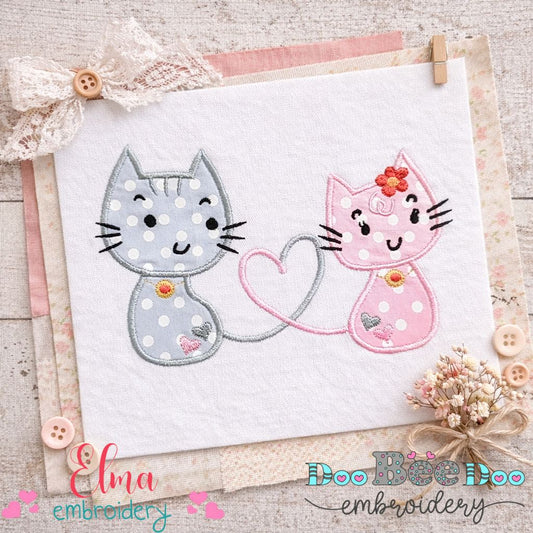 Cats in Love – Appliqué – Machine Embroidery Design