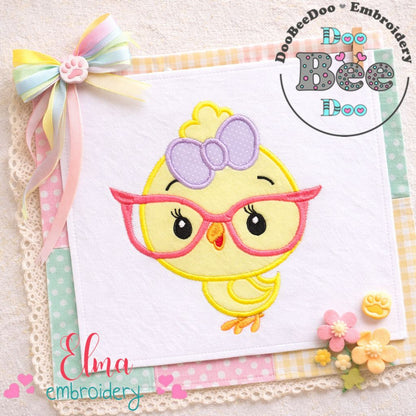 Cute Chick with Glasses – Appliqué – Machine Embroidery Design