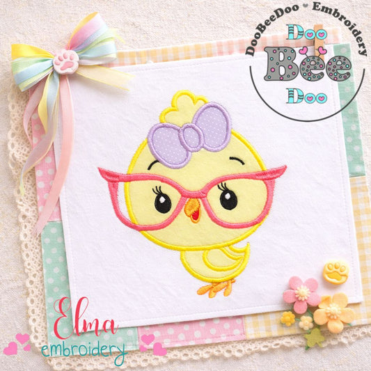 Cute Chick with Glasses – Appliqué – Machine Embroidery Design