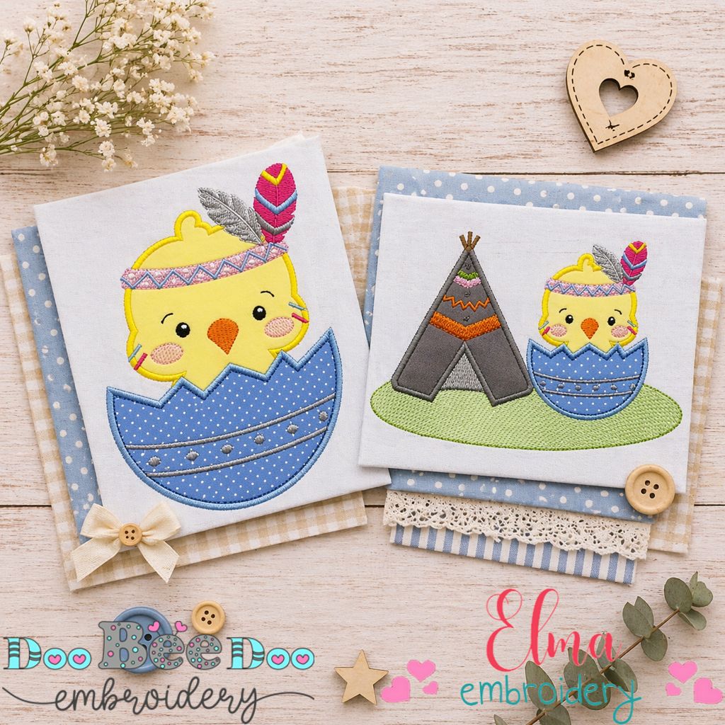 Boho Chick Adventure Set – Appliqué – Machine Embroidery Design