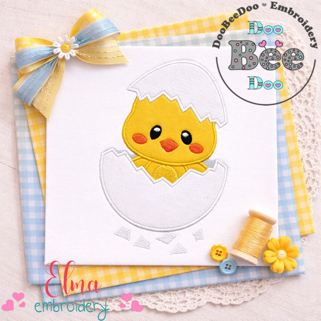 Cute Baby Chick in Egg - Appliqué – Machine Embroidery Design
