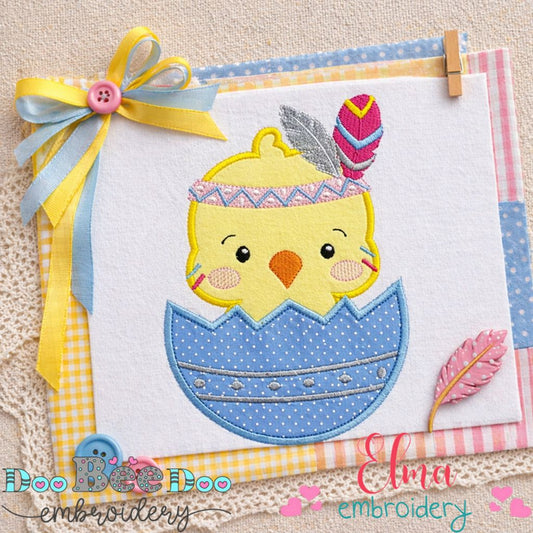 Sweet Boho Chick Hatchling – Appliqué – Machine Embroidery Design