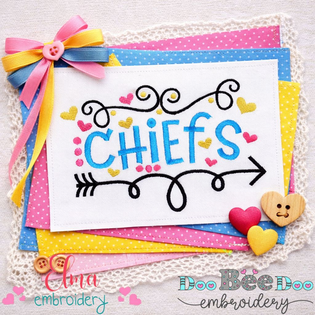 Chiefs Arrows Hearts – Satin Stitch – Machine Embroidery Design