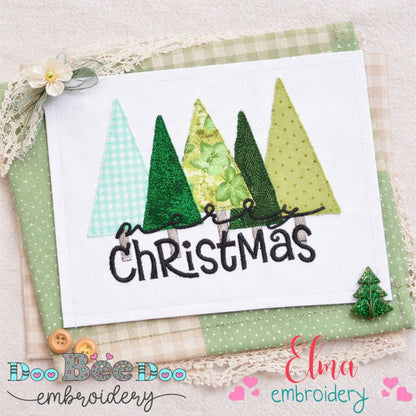 Christmas Tree Cluster – Raggy Applique – Machine Embroidery Design