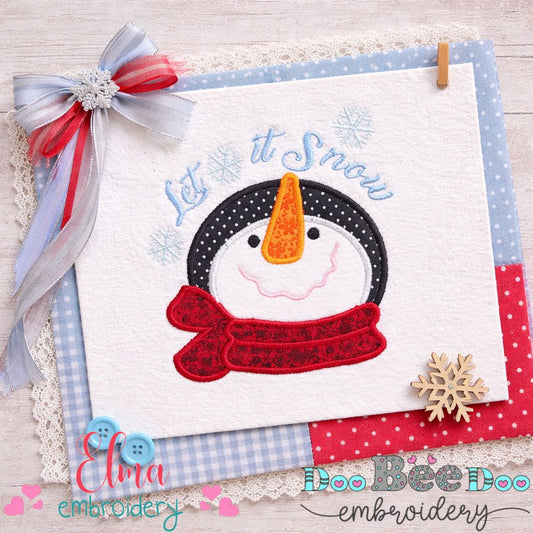 Let It Snow Snowman - Appliqué - Machine Embroidery Design