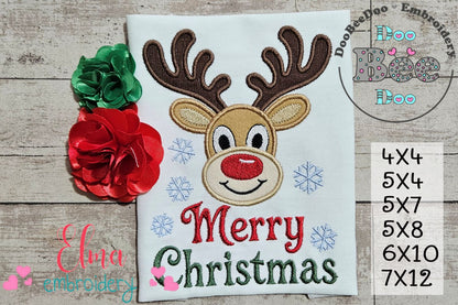 Merry Christmas Reindeer Cutie – Applique – Machine Embroidery Design