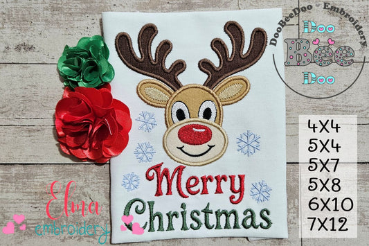 Merry Christmas Reindeer Cutie – Applique – Machine Embroidery Design