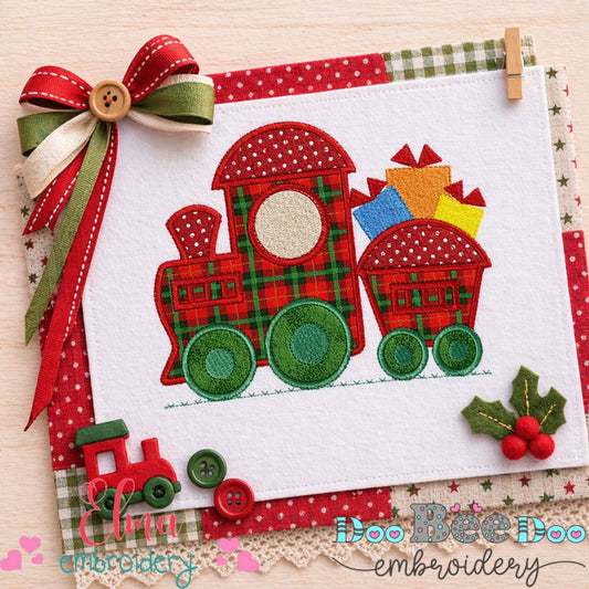 Festive Christmas Train with Gifts – Appliqué – Machine Embroidery Design