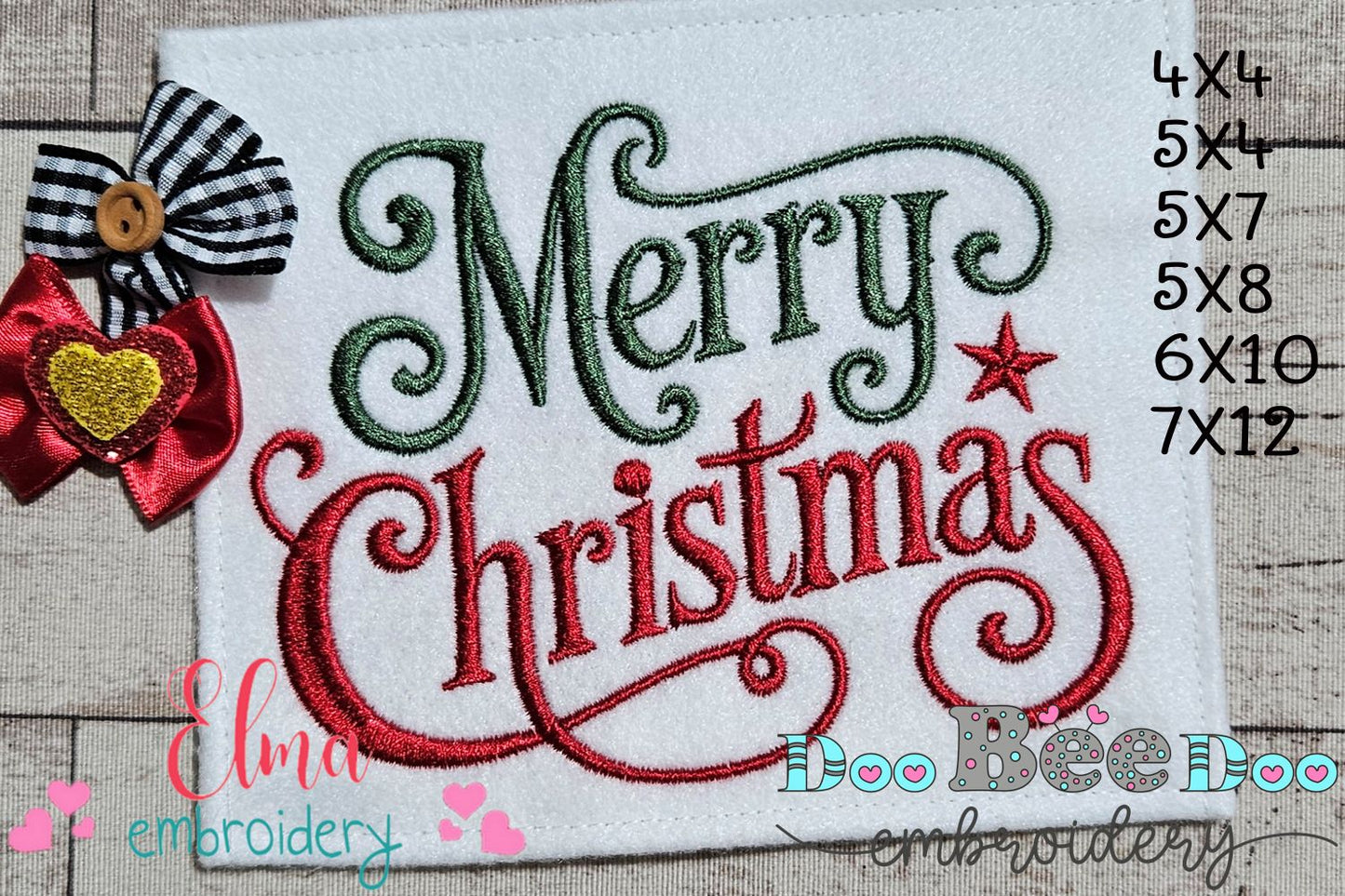 Holiday Merry Christmas Flourish – Satin Stitch – Machine Embroidery Design