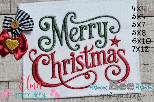 Holiday Merry Christmas Flourish – Satin Stitch – Machine Embroidery Design