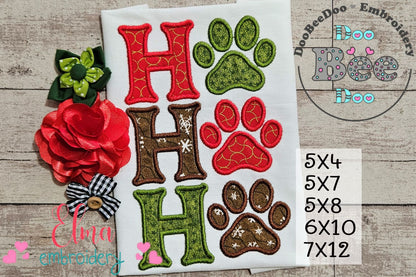 Ho Ho Ho Paws Christmas – Applique – Machine Embroidery Design