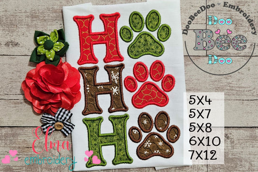 Ho Ho Ho Paws Christmas – Applique – Machine Embroidery Design