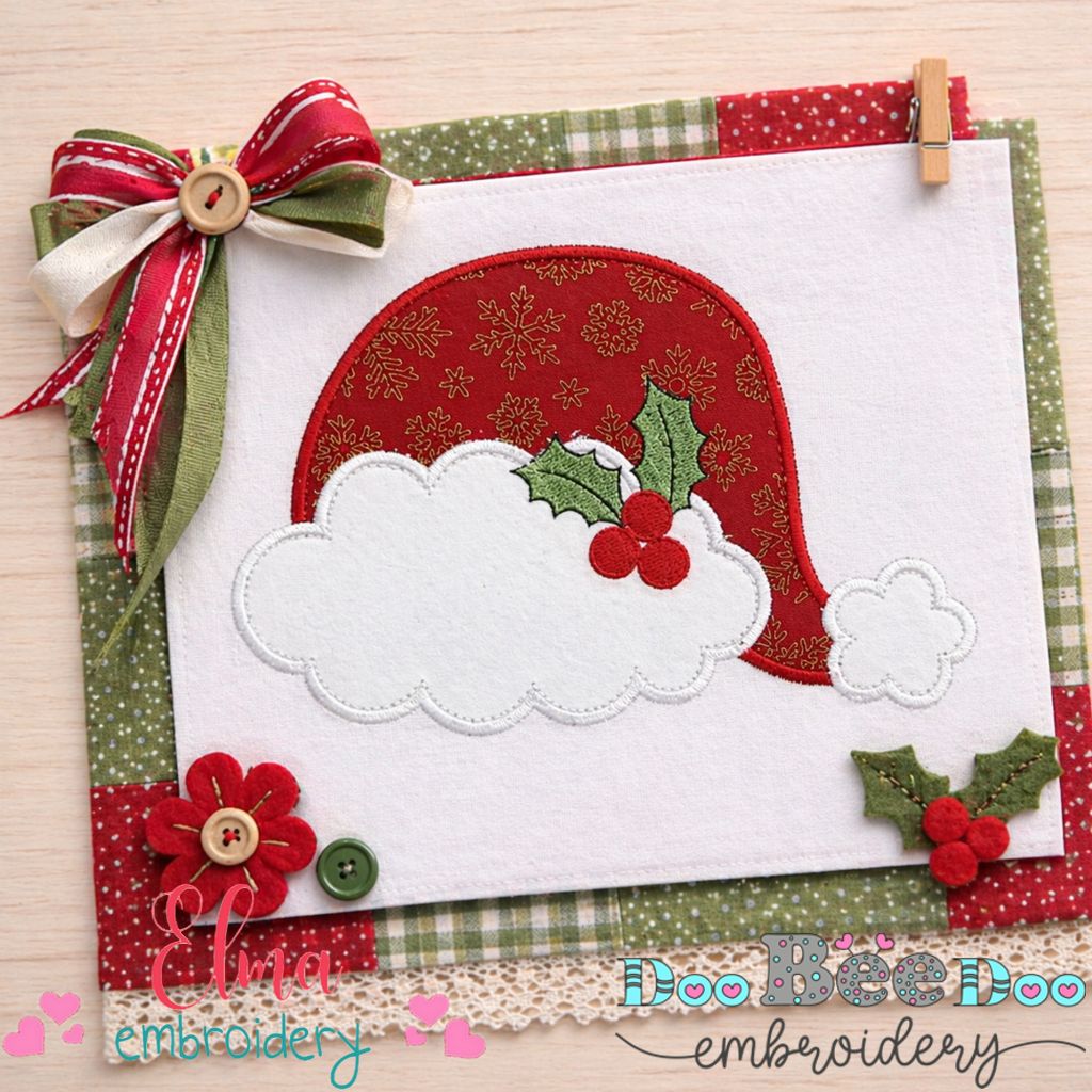 Cozy Santa Hat Holiday Accent – Appliqué – Machine Embroidery Design