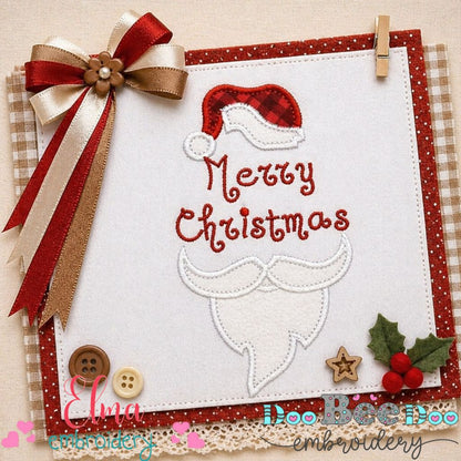 Santa Hat Merry Christmas Beard – Appliqué – Machine Embroidery Design