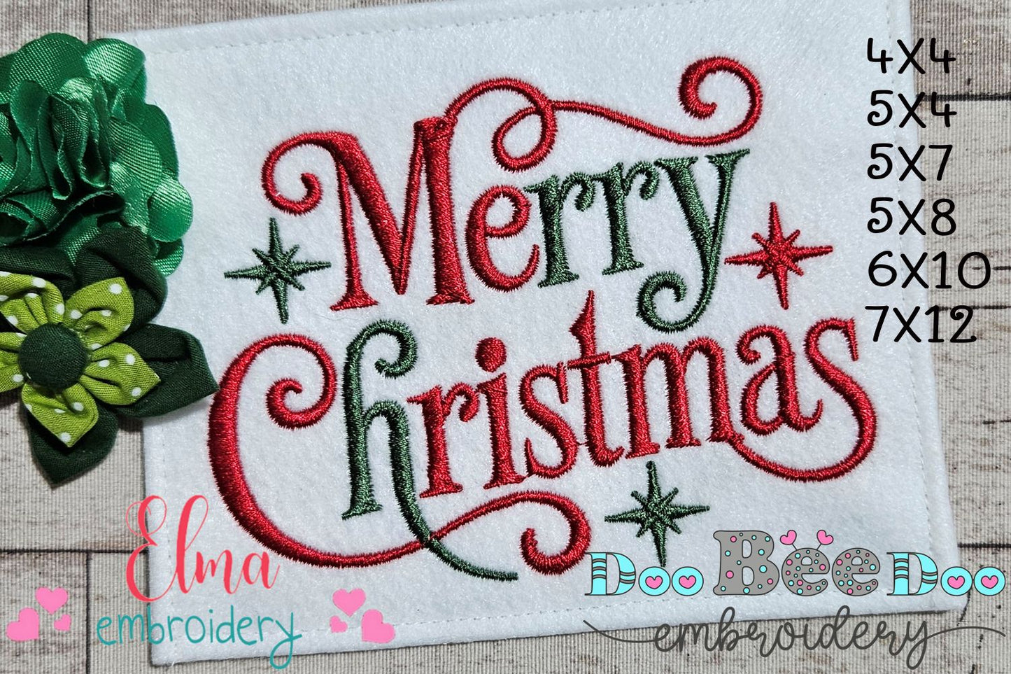 Sweet Merry Christmas Swirls – Satin Stitch – Machine Embroidery Design