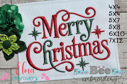 Sweet Merry Christmas Swirls – Satin Stitch – Machine Embroidery Design