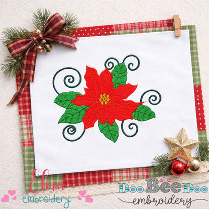 Elegant Christmas Poinsettia Flower - Fill Stitch – Machine Embroidery Design