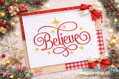 Believe – Satin Stitch – Machine Embroidery Design