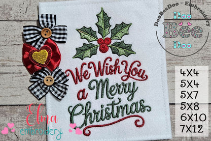 Sweet Christmas Wishes Lettering – Satin Stitch – Machine Embroidery Design