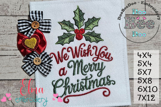 Sweet Christmas Wishes Lettering – Satin Stitch – Machine Embroidery Design