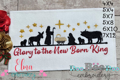 Blessed Manger Night Scene – fill stitch – Machine Embroidery Design
