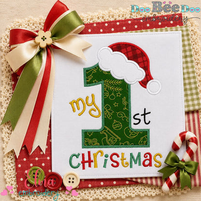My First Christmas Number One - Appliqué - Machine Embroidery Design
