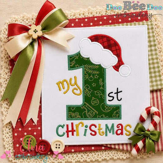 My First Christmas Number One - Appliqué - Machine Embroidery Design