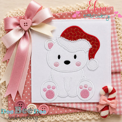 Cozy Christmas Polar Bear - Appliqué - Machine Embroidery Design