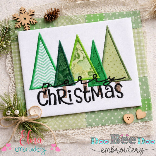 Merry Christmas Trees – Appliqué – Machine Embroidery Design