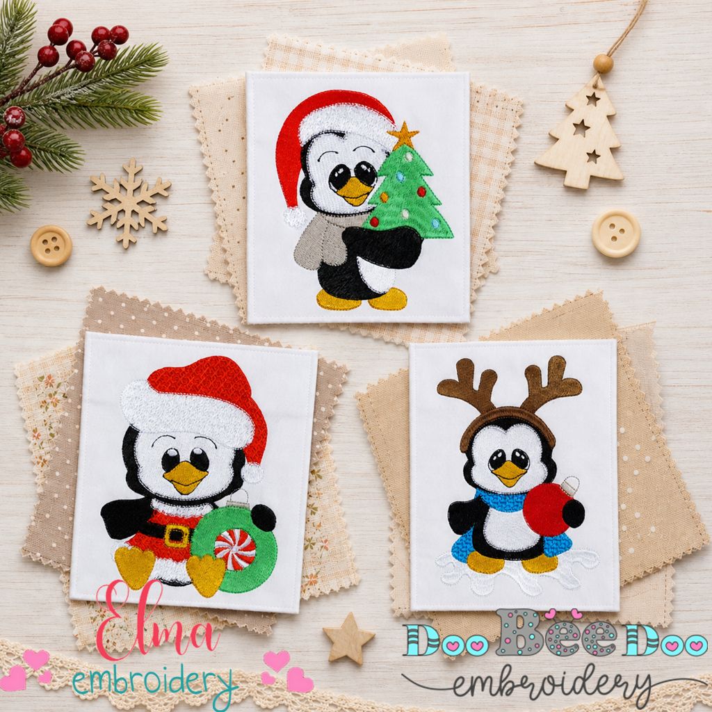 Christmas Penguin Bundle – Fill Stitch – Machine Embroidery Design