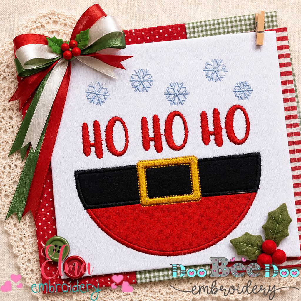 Santa Ho Ho Ho Snowflakes - Applique – Machine Embroidery Design